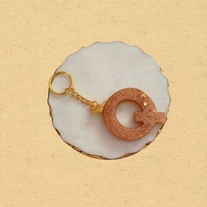 Custom Letter “Q” Butterfly Key Chain - Peach Gold